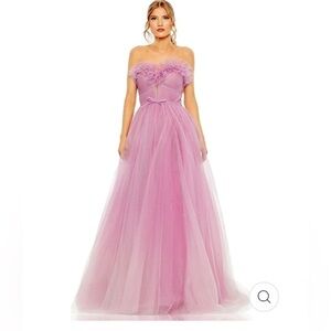 Mac Duggal STRAPLESS GLITTER TULLE GOWN size 8 NEW $498 in Lilac Ombre